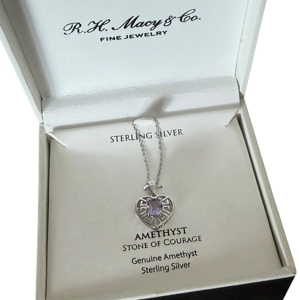 Sterling Silver Genuine Amethyst Heart Necklace Macy's